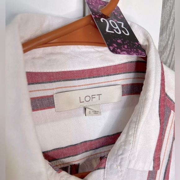 293. LOFT Ladies Striped Shirt - Red and White Small - Picture 2 of 5